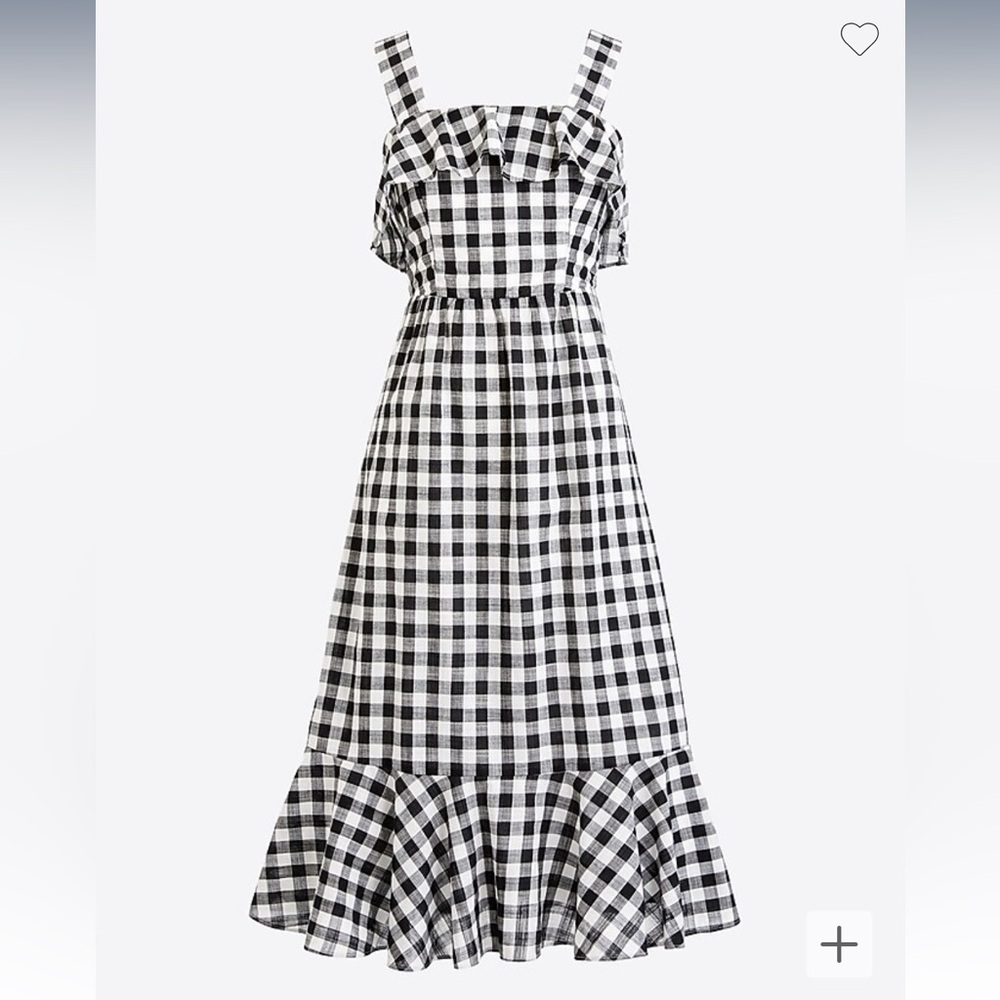 J Crew black and white cotton MIDI Dress in Gingham Size 2 EUC